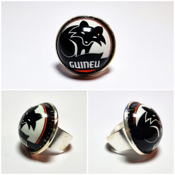 Collage de fotos del Anillo Colección XXL Guineu Negro desde varios ángulos