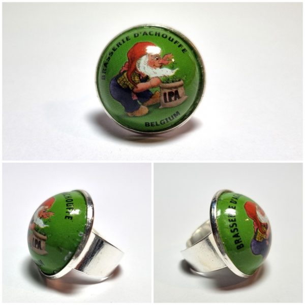 Collage de fotos del Anillo Colección XXL Chouffe IPA desde varios ángulos
