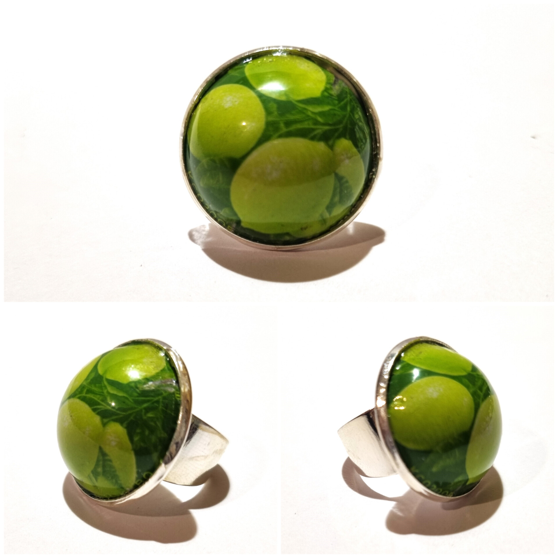 Collage de fotos del Anillo Coleccionismo XXL Limón desde varios ángulos