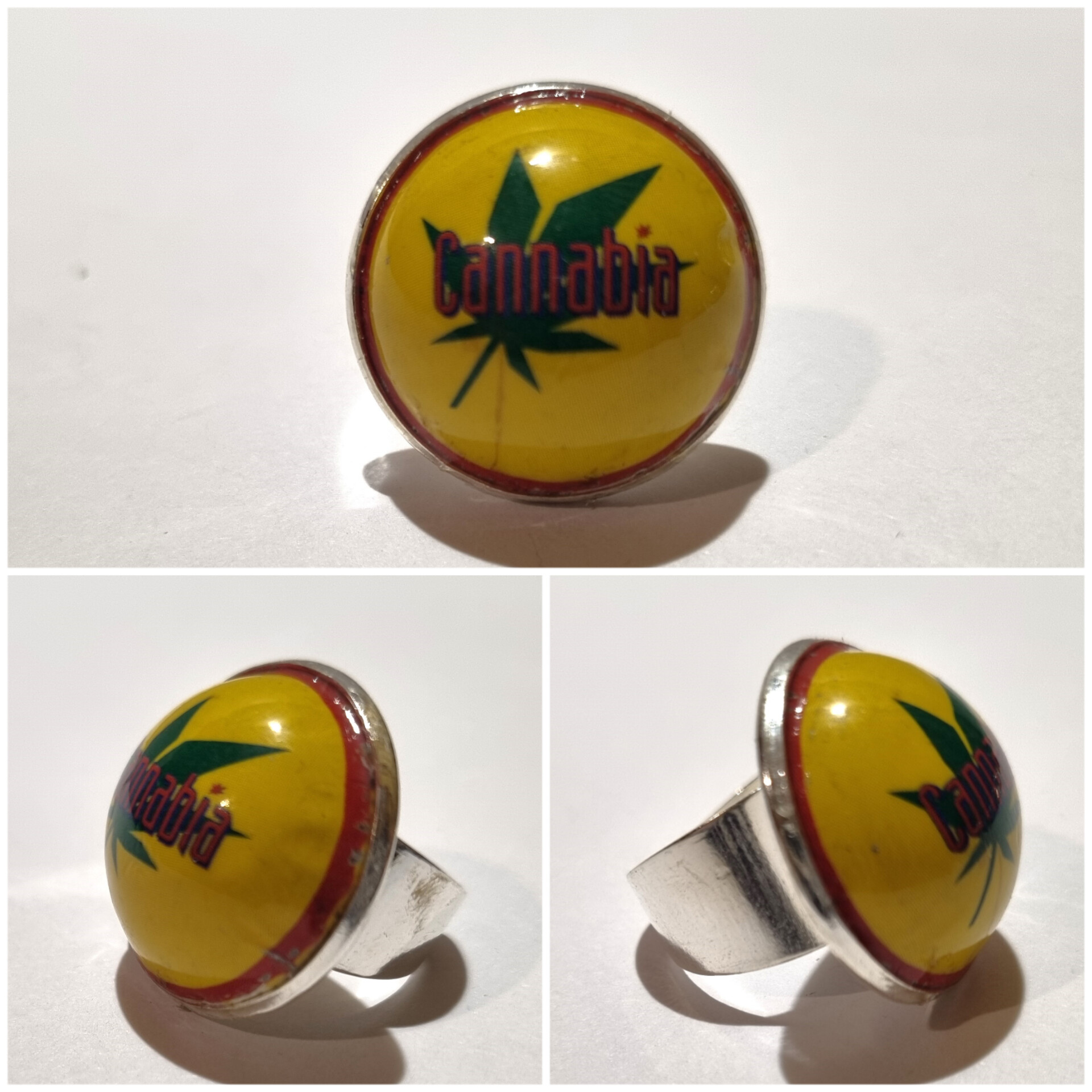 Collage de fotos del Anillo Colección XXL Cannabia desde varios ángulos