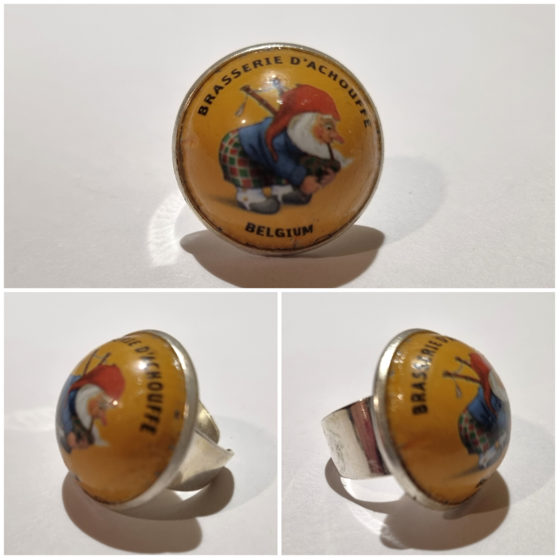 Collage de fotos del Anillo Colección XXL Chouffe Brune desde varios ángulos