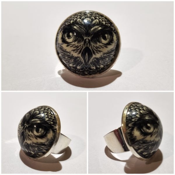 Collage de fotos del Anillo Colección XXL Coruja desde varios ángulos