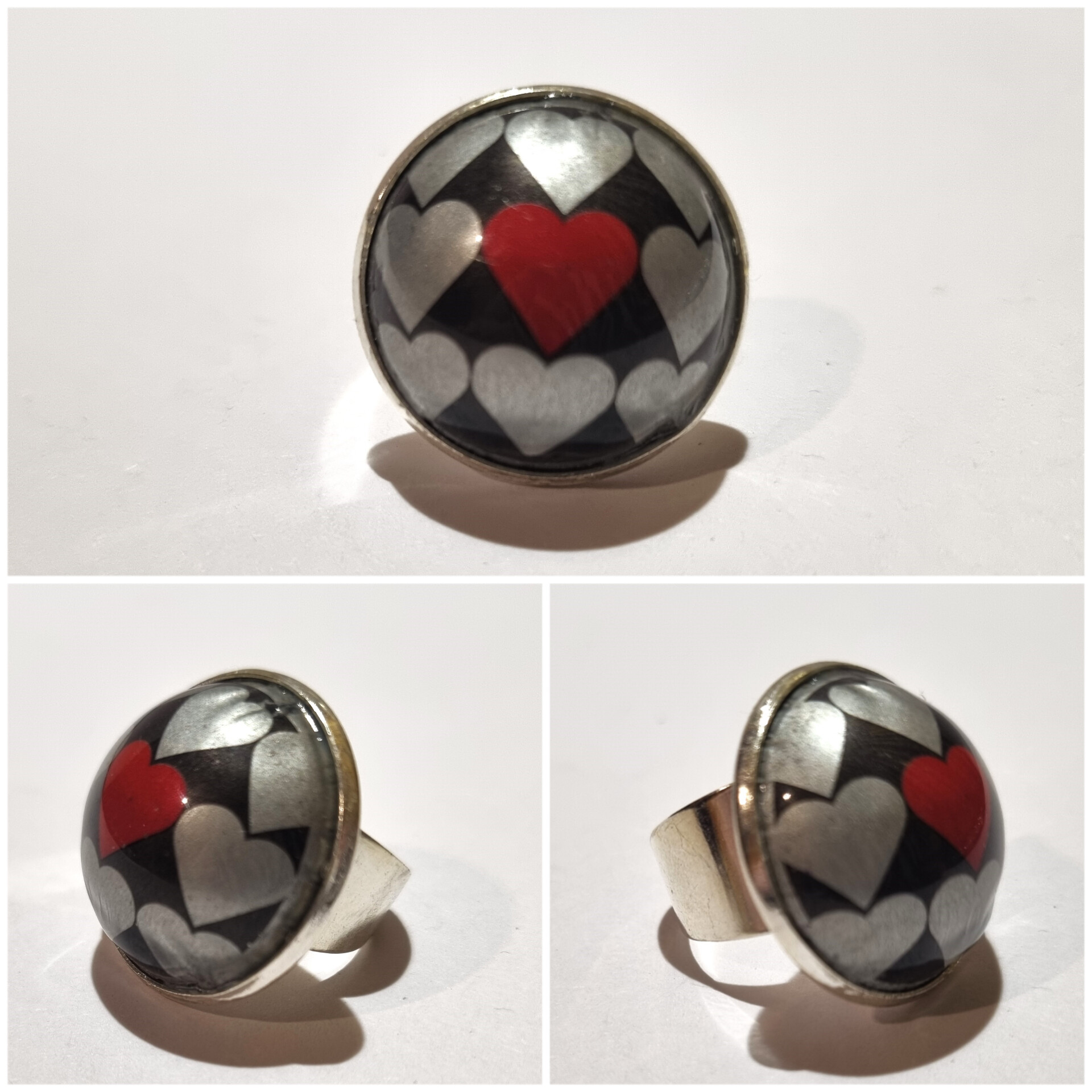 Collage de fotos del Anillo Colección XXL Corazones desde varios ángulos
