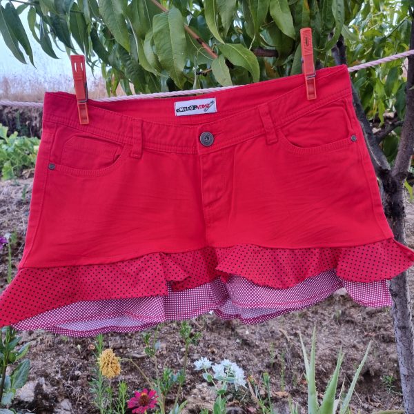 Foto delantera de la Falda Roja Lunares Mix