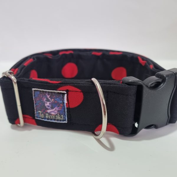 Foto del collar de perro lunares rojos
