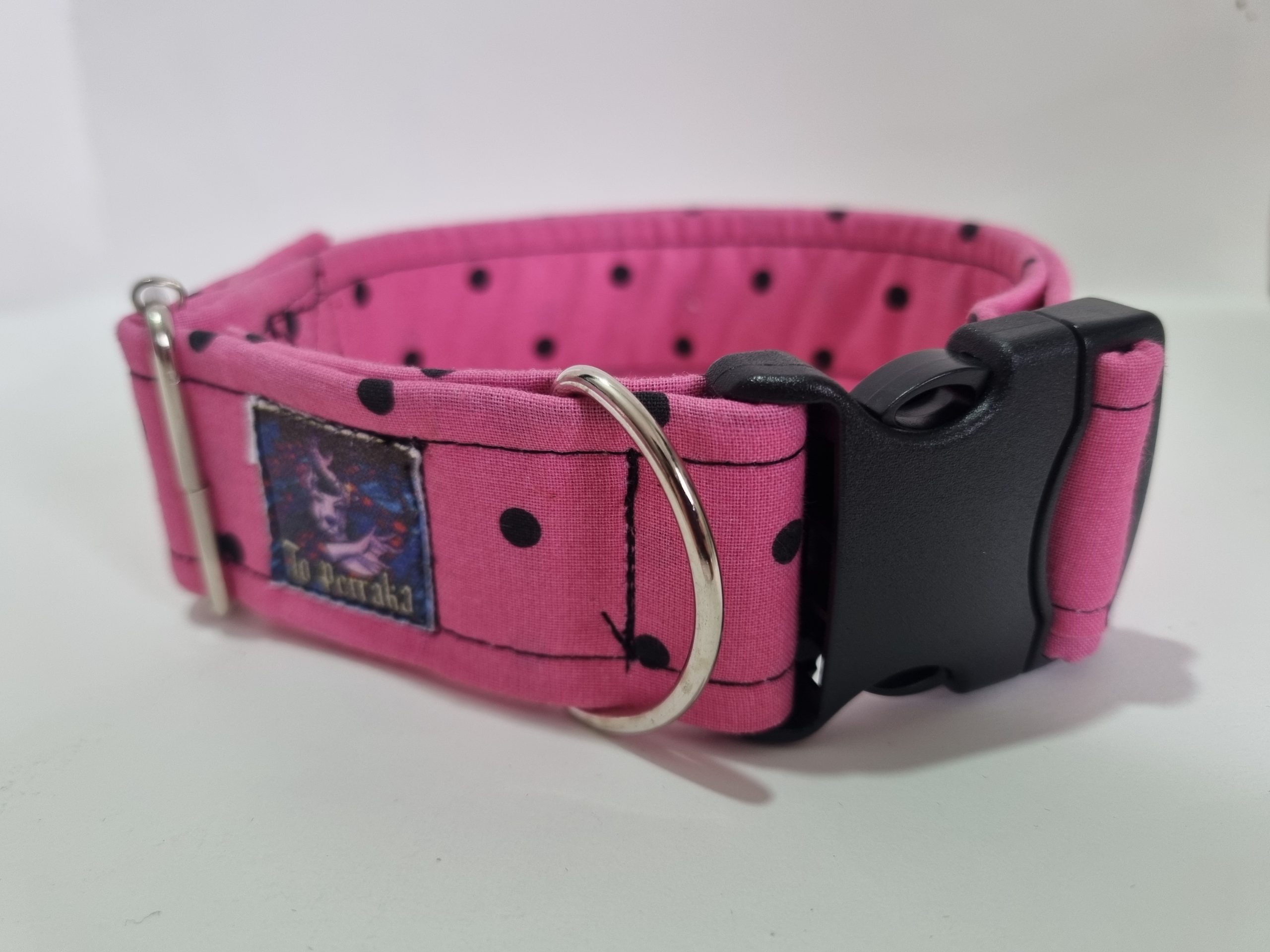 Collar de perro lunares rosa